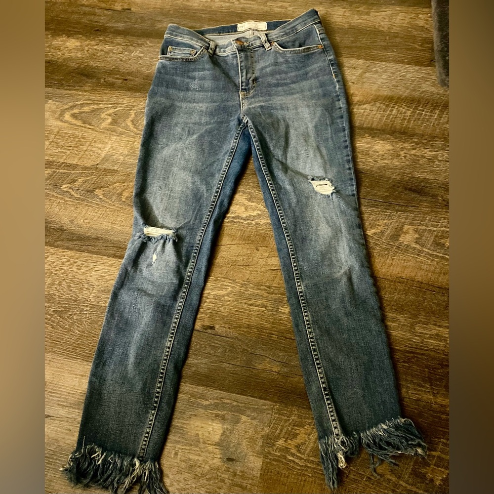 We The Free People Distressed Frayed bottom jeans light Wash